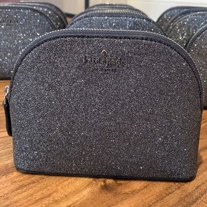 NWT Kate Spade Small Dome Cosmetic in Lola glitter dusknavy